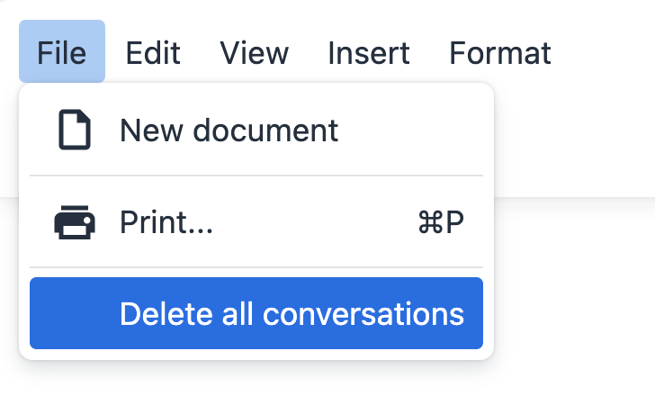 Delete All Conversations File Menu