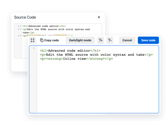 Screenshot showing Enhanced Code Editor modal or inline