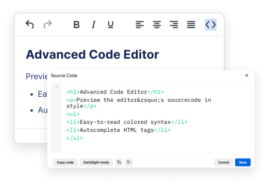 Screenshot showing Enhanced Code Editor