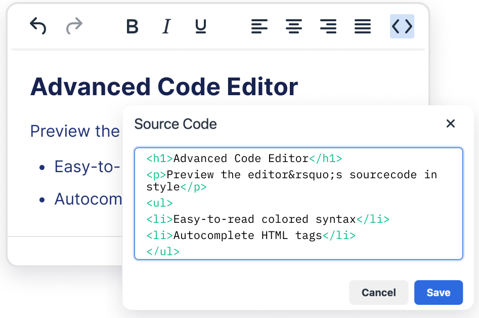 JavaScript Rich Text Editor, WYSIWYG editor in HTML5